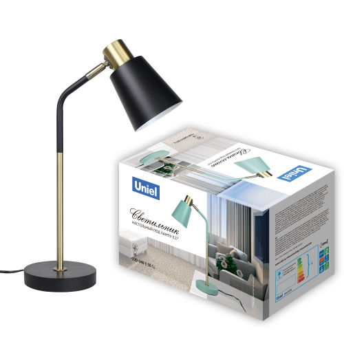UML-B700 E27 BLACK Светильник настольный, 60W. Цоколь Е27. Механический выключатель. Черный. ТМ Uniel