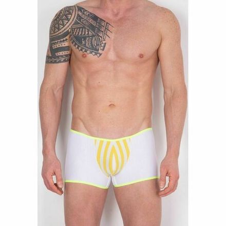 Мужские трусы боксеры белые с желто-белой вставкой Cosmos Colors FC30_YW