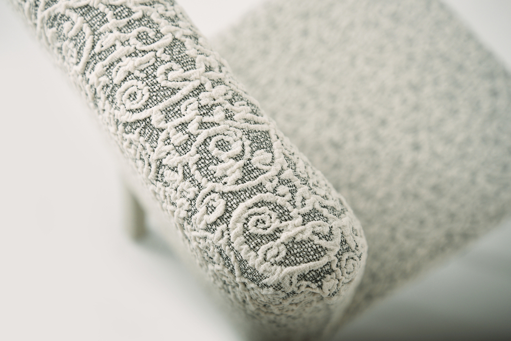 Чехол на стул без оборки Жаккард, цвет Кремовый, Набор 6 шт.