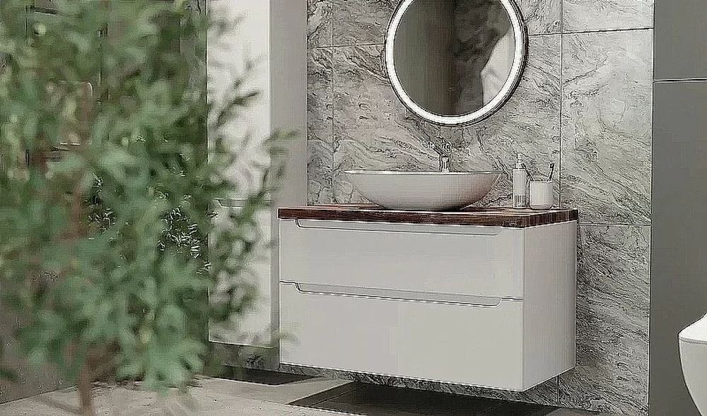 Тумба с раковиной Jorno Wood 80 белая