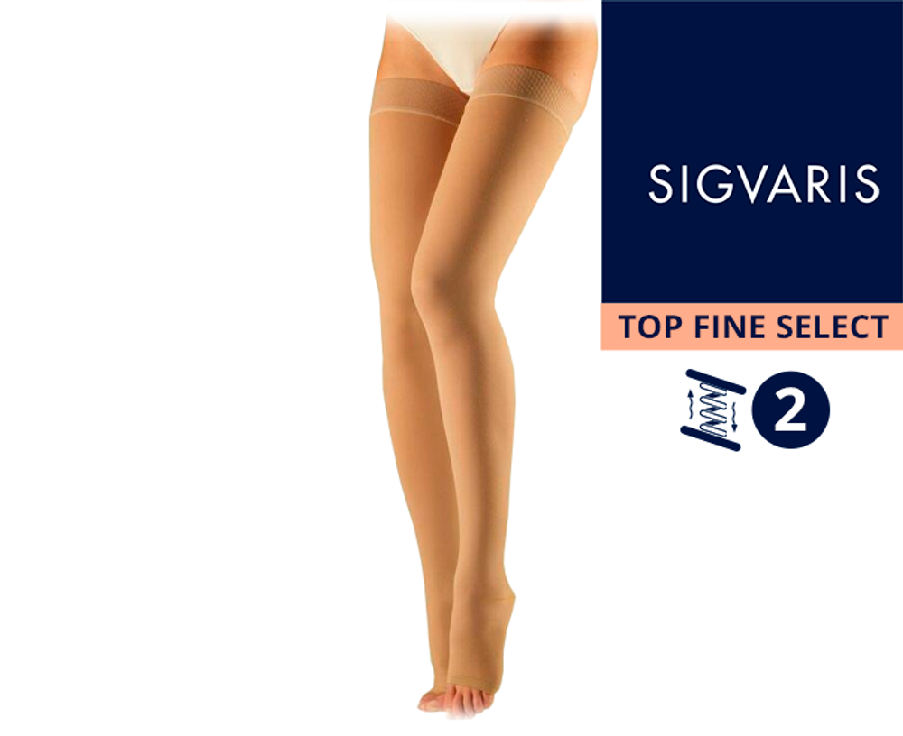 Чулки до паха Sigvaris Top Fine Select, 1 класс компрессии, закрытый мысок