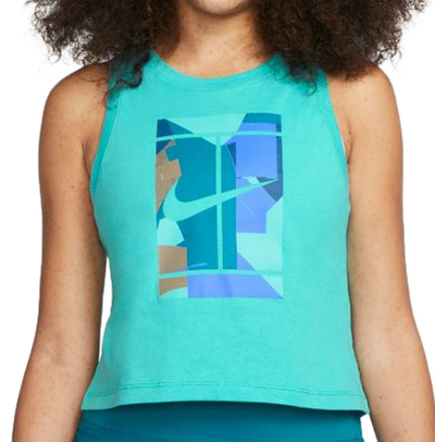 Женский топ теннисный Nike Court Logo Tank W - washed teal
