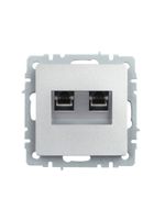 BRITE Розетка двойная RJ11+RJ45 кат.5E РК/Т12-БрА алюминий IEK