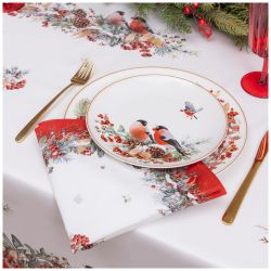 НАБОР САЛФЕТОК ИЗ 2-Х ШТ "МОРОЗКО.СНЕГИРИ",40Х40СМ, 100% ХЛОПОК,КРАСНЫЙ,ТВИЛ