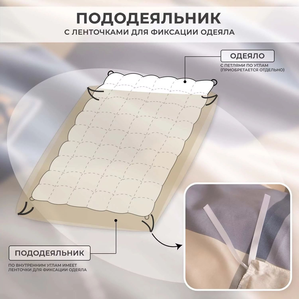 Комплект постельного белья Люкс Сатин 100% хлопок на резинке