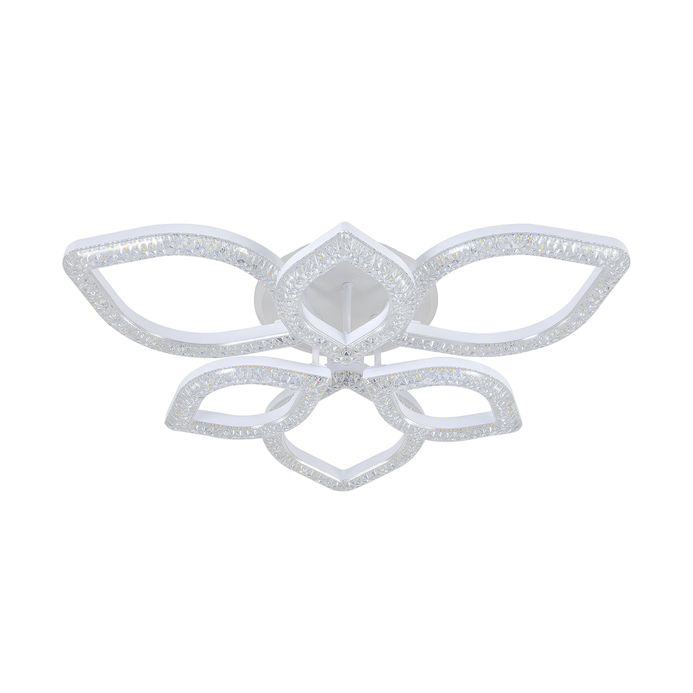 Потолочный светодиодный светильник 100Вт, 7000лм, 3000-6000K, Ra>80, плавная регулировка мощности, изменение цветовой температуры, пульт, металл/акрил, белый/прозрачный