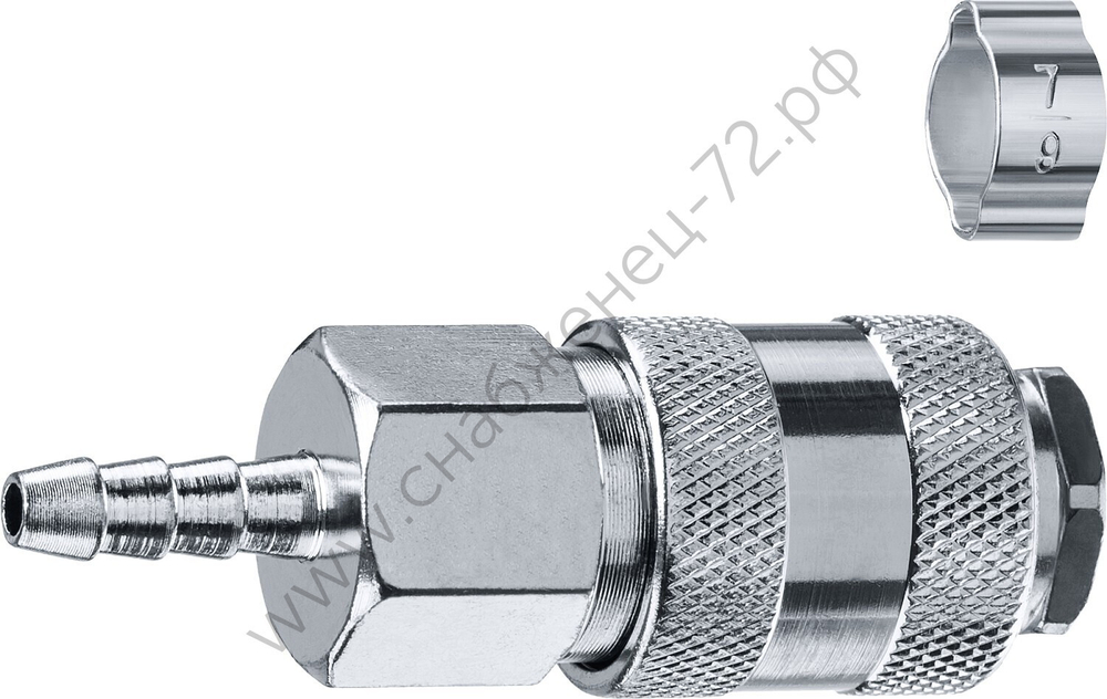 ЗУБР штуцер ″елочка″, 6 мм - рапид муфта, переходник с обжимным хомутом, Профессионал (64917-06)