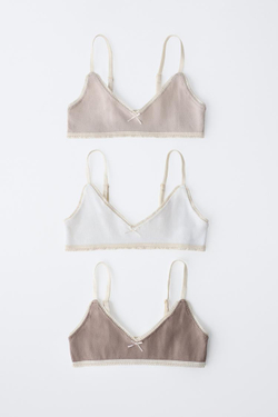 ZARA НАБОР ИЗ ТРЕХ ТОПОВ В РУБЧИК, РЫЖЕВАТО-КОРИЧНЕВЫЙ