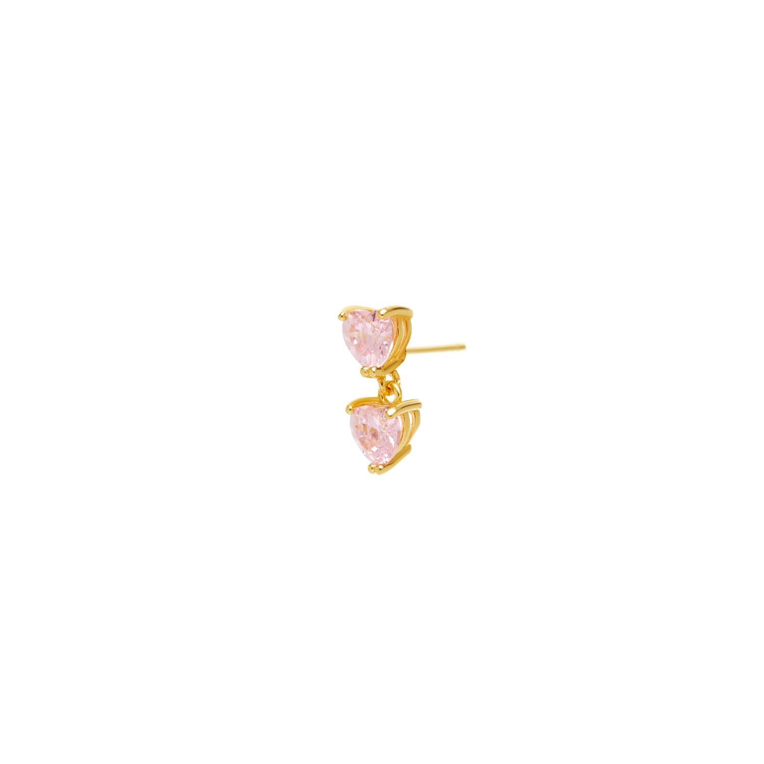 Серьга Double Whisper Heart Stud Earring – Pink