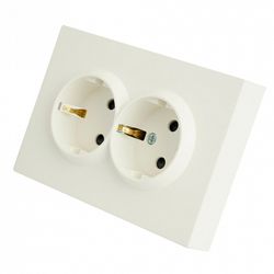 Розетка двойная с заземлением и со шторкой Stekker Эмили 49882
