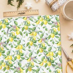 Ткань поплин акварельные лимоны