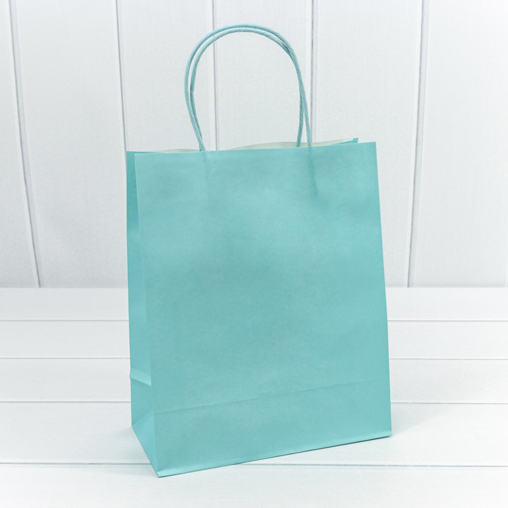 Пакет подарочный 22х27х11см (Голубой, Крафт)