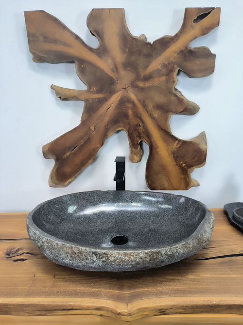 Раковина из речного камня RS-66359 68х43х15 из натурального камня