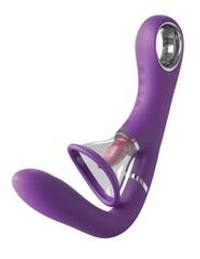 Сиреневый вибростимулятор с помпой и имитатором языка Her Ultimate Pleasure Pro