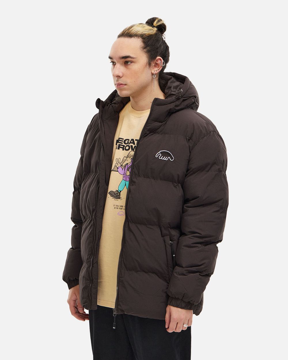Купить Пуховик Anteater AW25 Downjacket Hooded Crispy коричневый Пуховик Anteater AW25 Downjacket Hooded Crispy коричневый