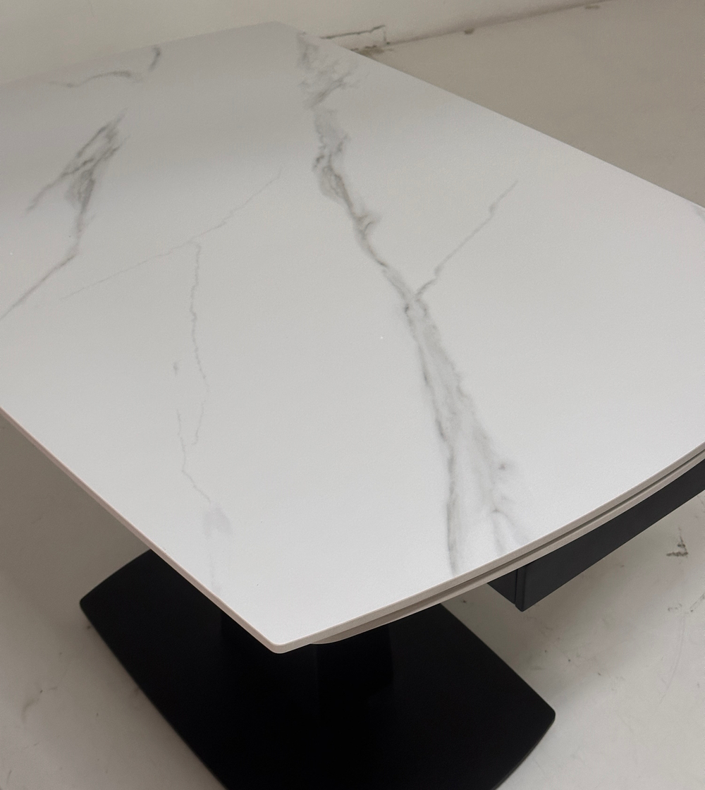 Стол BALDE 120 MATT WHITE MARBLE SOLID CERAMIC / BLACK, ®DISAUR