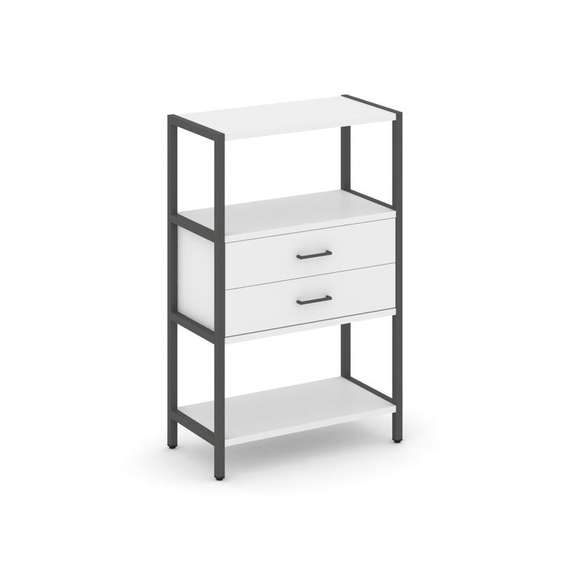 Shelf System Односекционный стеллаж трехярусный с ящиками SN.STM-312 Белый/Металл Антрацит 810*400*1