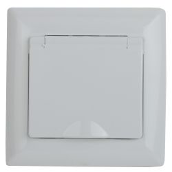 Розетка Intro Solo 4-203-01 с заземлением 2P+E Schuko с крышкой, 16А-250В, IP20, СУ, белый