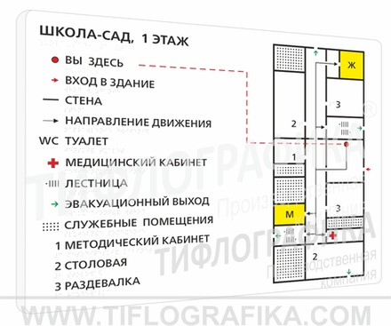 470х610 мм (ПВХ 10 мм) Тактильная мнемосхема ГОСТ, полноцветная