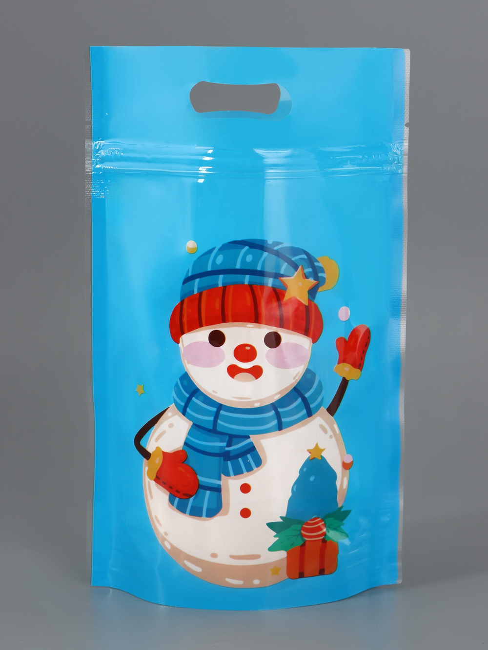 Пакет подарочный, с zip-lock застежкой, "Снеговик и его друзья", 15х22см МИКС   10894511