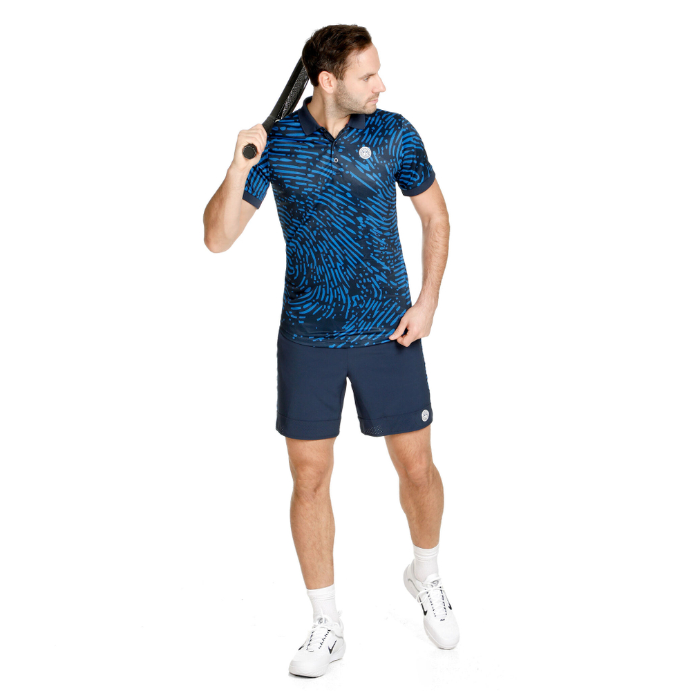 Мужское теннисное поло BIDI BADU Fingerprint Polo Men - Dark Blue, Blue