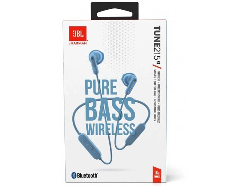 Гарнитура JBL Tune 215BT, Bluetooth, вкладыши, синий