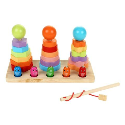 Развивающая игрушка 2 в 1 деревянная (рыбалка + сортер), коробка C-41649