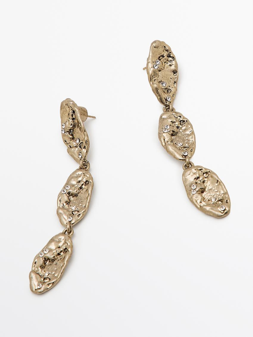 Massimo Dutti Длинные серьги со стразами, золотистый