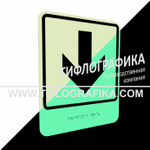 Тактильно-визуальный знак Е.2 с шрифтом Брайля "Прямо, вперед и вниз". ПВХ 3 мм. Фотолюминисцентная