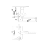 Смеситель для ванны и раковины 35к Milardo HELSB02M02 "Helic" излив 172мм, ХРОМ