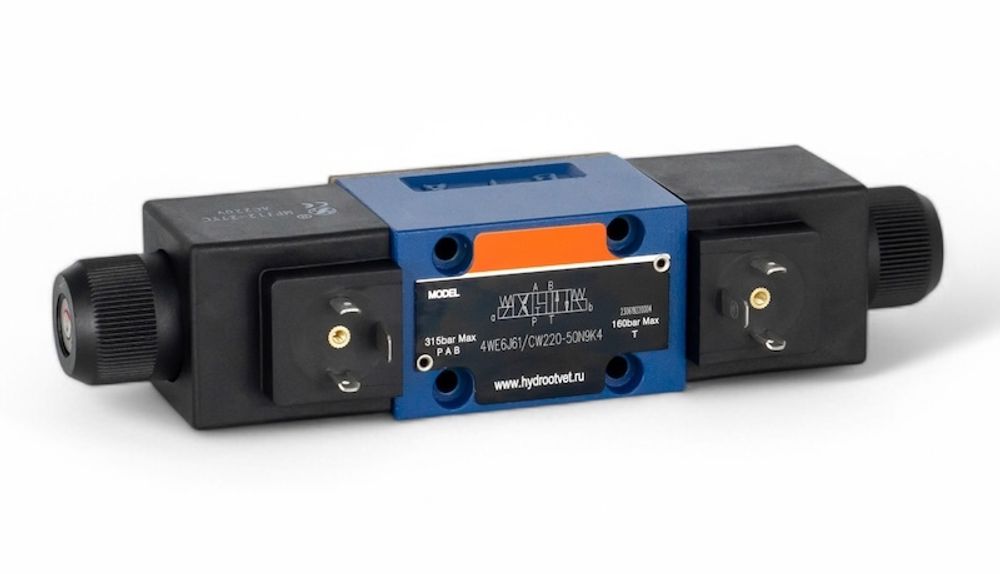 4WE6J61/CW220-50N9K4 - Гидрораспределитель золотниковый Ду 6 с электроуправлением, схема J (34), электроуправление W230, возврат - пружинный 4WE6J61/CW220-50N9K4 - Гидрораспределитель золотниковый Ду 6 с электроуправлением, схема J (34), электроуправление W230, возврат - пружинный