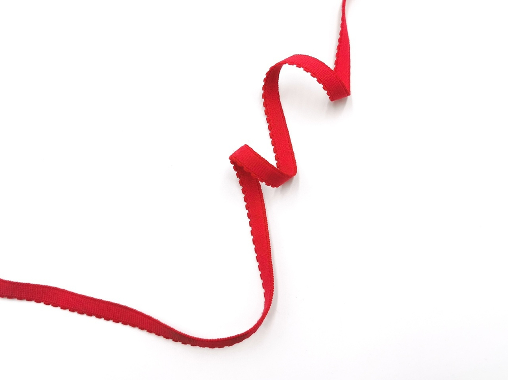 Отделочная резинка с фестонами, 8 мм, красный, Турция, (Арт: OTR605/8-100), м