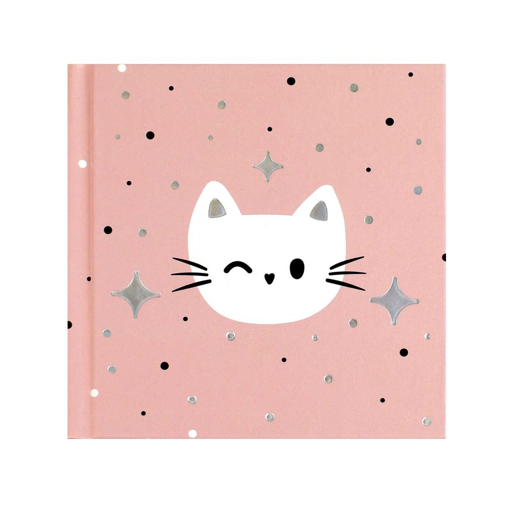 Блокноты, 105х105 мм, 48 л, арт. 70122 КОТ И ЗВЕЗДЫ / Блок - белый офсет 60 г/м², дизайнерский блок(клетка), твёрдый переплёт 7БЦ, тиснение фольгой, глянцевая ламинация/