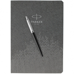Подарочный набор: Шариковая ручка Parker Jotter Essential, Satin Black CT и Ежедневник  недатированный, серый