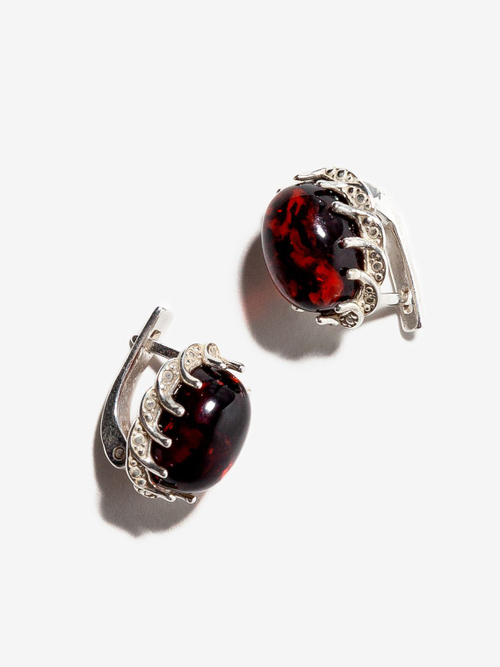 Серьги с цельным янтарем