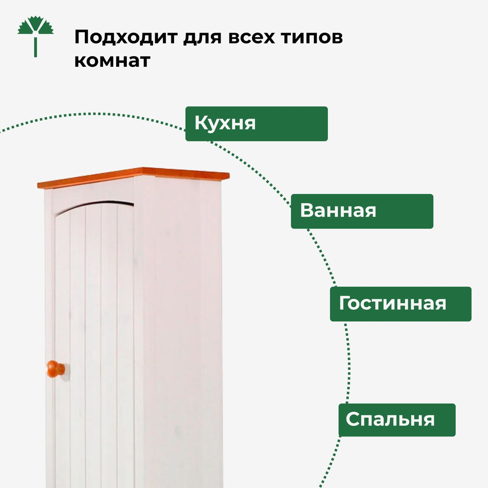 Шкаф навесной Паула для ванной 1 дверь, правый, белый/черри