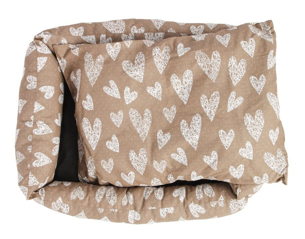Моськи-Авоськи Лежанка СКАЗКА поплин L 68х52х16 СЕРДЕЧКИ, коричневая