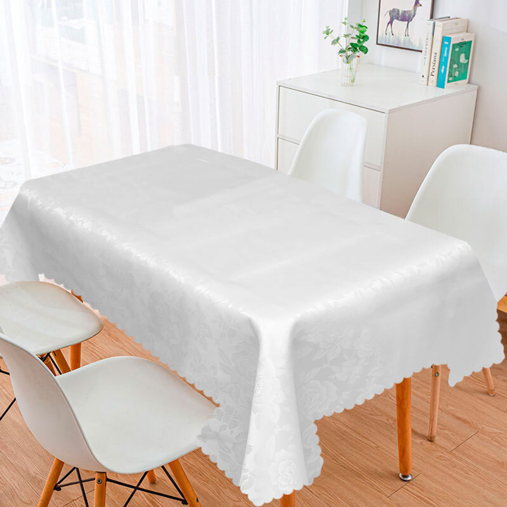 Скатерть 140*230см белая, полиэстер, NNOA32