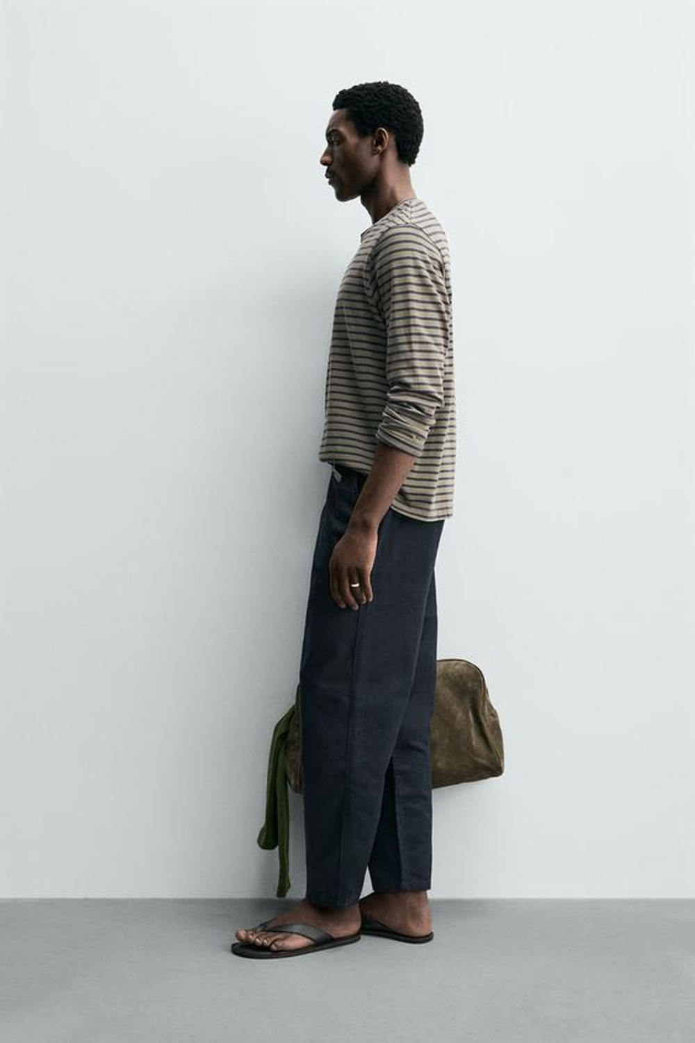 ZARA СВОБОДНЫЕ БРЮКИ STRAIGHT FIT, МОРСКОЙ СИНИЙ