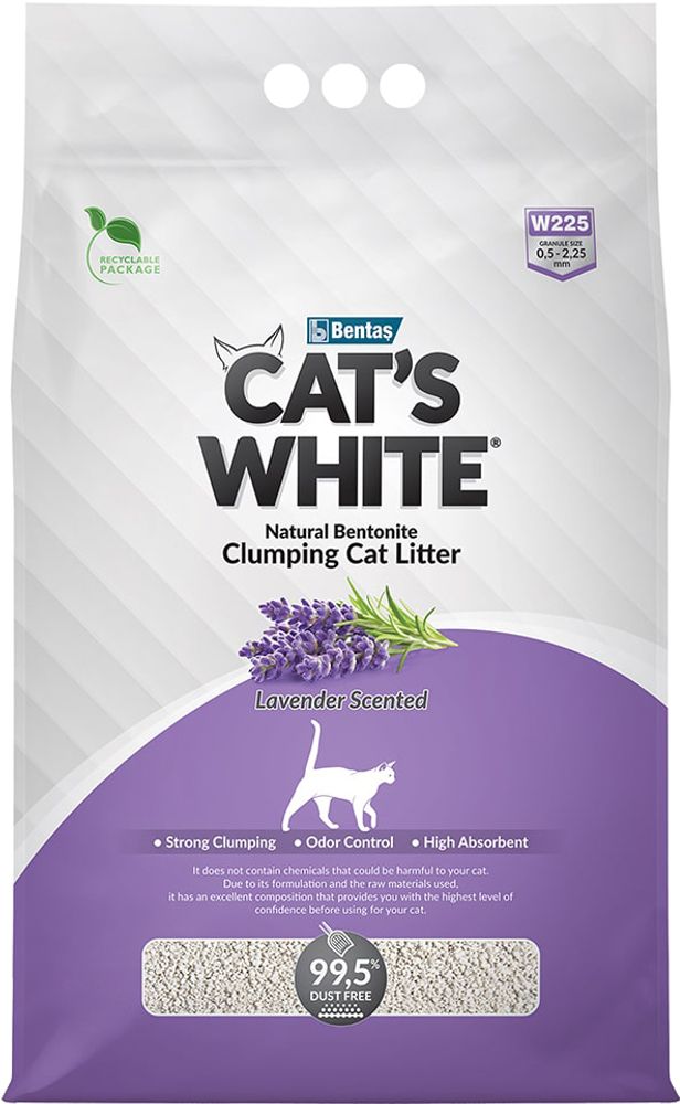 Наполнитель для туалета Cat&#39;s White 5л Lavender scented комкующийся с лавандой