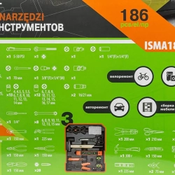 Набор инструментов 186пр. 1/4''1/2''(6-гр.) (4-17мм) ''Дорожный кейс'' ISMA ISMA-ISMA186-3