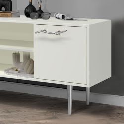 Тумба под ТВ Арт Колор matte 117см Стайл Сильвер Белый опал матовый