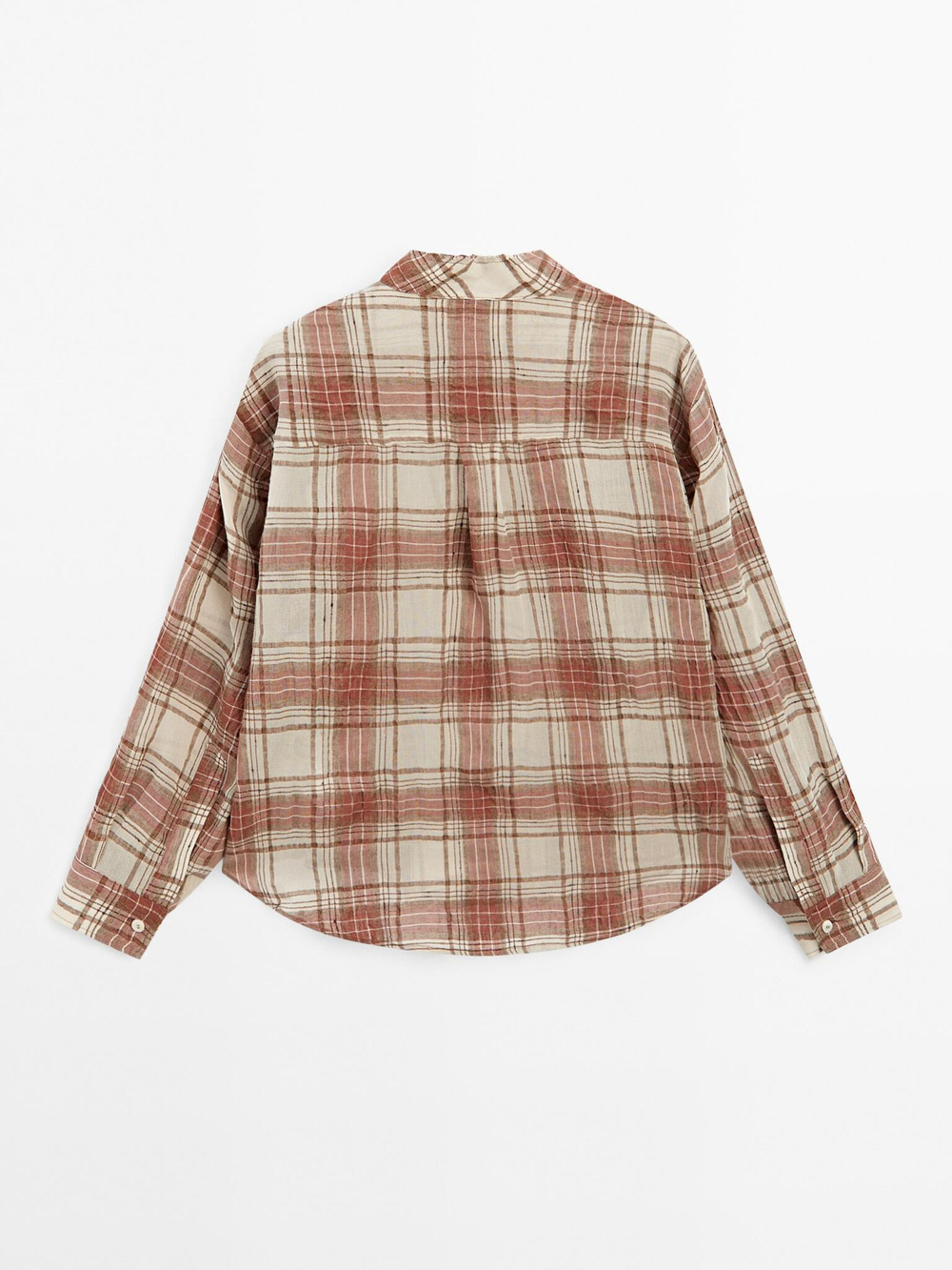 Massimo Dutti Рубашка оверсайз в клетку с воротником-стойкой, черепичный