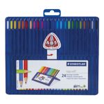 Карандаши цветные STAEDTLER ПРЕМИУМ "Ergosoft", 24 цвета, трехгранные, пластиковый футляр, 157 SB24