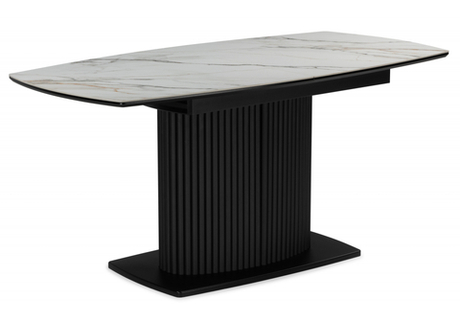 Керамический стол Woodville Фестер 160(205)х90 gilt white, черный