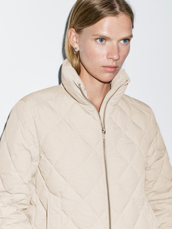 Massimo Dutti Короткая стеганая куртка, натуральный, кремовый