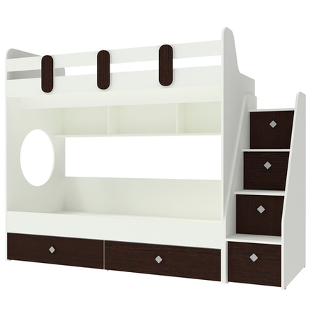 Двухъярусная кровать КарИВи Фортуна-2 Белый  Венге