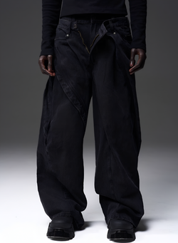 [FROM MOSCOW] Джинсы BLIND x BLACK8 Double Waist Deconstructed Jeans