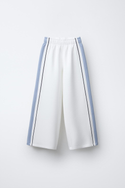 ZARA БРЮКИ С ЛАМПАСАМИ ПО БОКАМ, БЕЛЫЙ