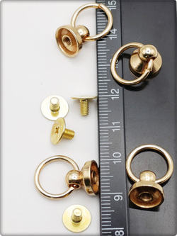 Заклепки круглые золотистые 10мм на винте для декора одежды.